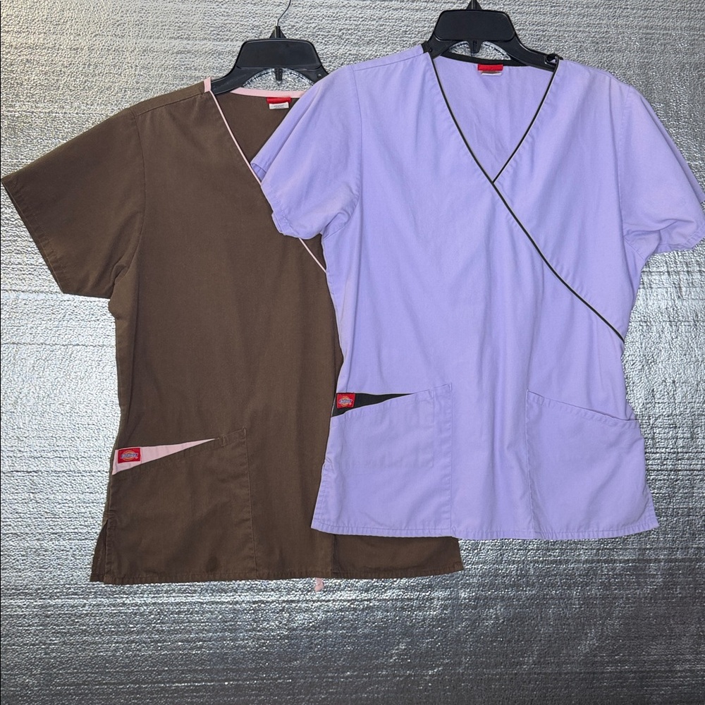 Dickies Lavender and Brown Scrub Tops